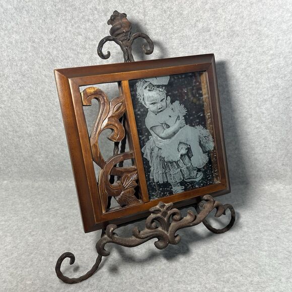 Vtg Ornate Cast Iron Easel Stand 15” Display Frame Plate Book Artifact Rustic - Picture 16 of 16
